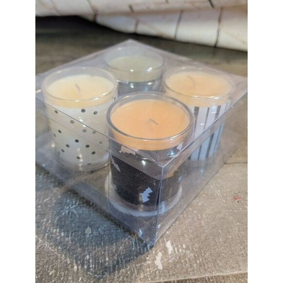 Halloween candle vanilla scent set spider bat striped - Picture 1 of 5